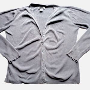 Banana Republic Womens gray cropped button up knit cardigan sz L